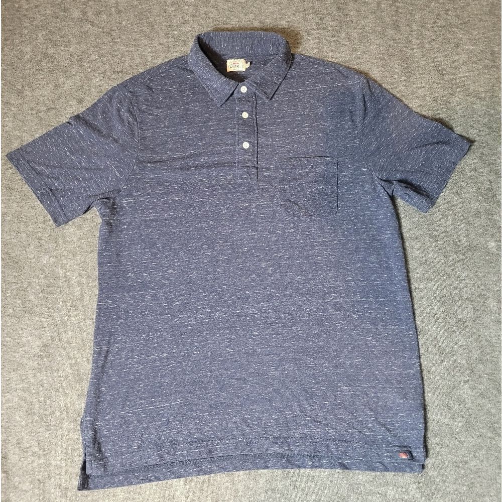 Faherty Polo Shirt Men's Size L Short Sleeve Luxe Blue Heather Performance Light